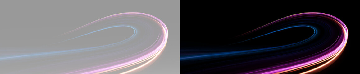 Obraz premium Glowing neon wave with pastel blue pink gradient, flowing lines and luminous curves