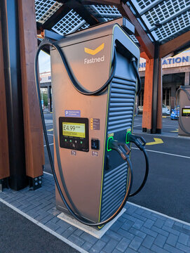 Fastned Electric Vehicle Ultra-Rapid Charging Station at Sunset
