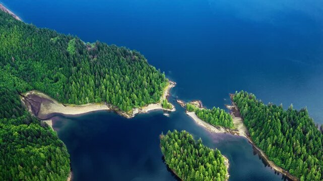 arial of Alaskan island inlet