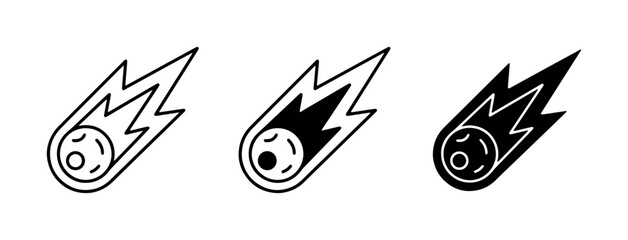 Meteor icons, comet symbols, falling star graphics, space event vector set, celestial body illustrations © Nayem