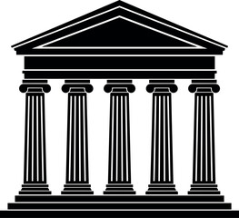 Naklejka premium Flat illustration classical government building facade with five columns black and white vector illustration