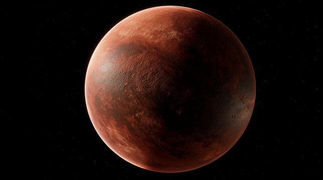 red and brown rocky exoplanet floating in deep space
