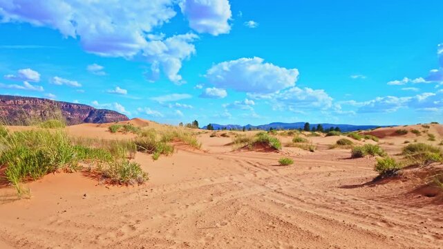 ATV rides through Coral Pink Sand Dunes State Park at sunset