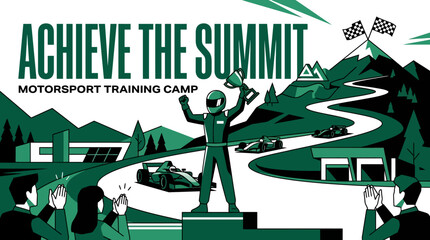 Naklejka premium Achieve The Summit Motorsport Training Camp Victory Celebration