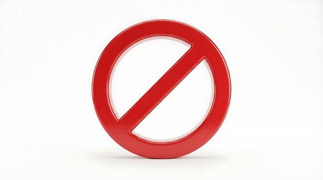 Red circular forbidden sign symbol with a diagonal slash representing a restriction or prohibition concept