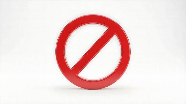 Red circular forbidden sign symbol representing a prohibition or do not enter warning isolated for public safety