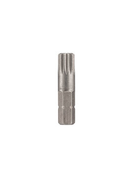 Metal M8 spline screwdriver bit made of S2 steel for driving and removing spline fasteners is isolated.