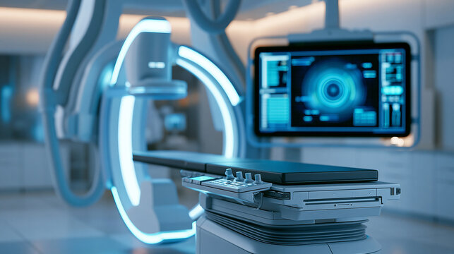 Fluoroscopy imaging for interventional radiology and real time diagnostic workflow in hospital care, supporting minimally invasive procedure planning patient assessment, with copy