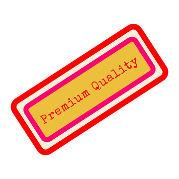 Premium quality badge with red border and yellow background