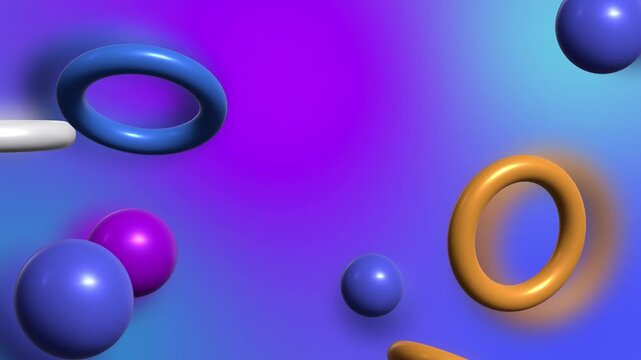 Abstract seamless looping animation of interlocking 3D rings over warm blurred background