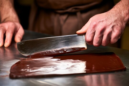 Chocolatier decorating gourmet handmade artisan chocolate pralines