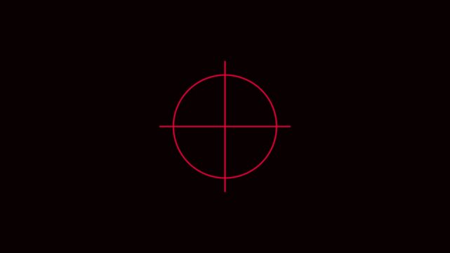 Red target crosshair overlay for gaming and military ui animation 4k reticle scope