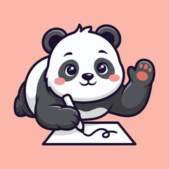 Cute cartoon panda bear writing on paper © Alishba