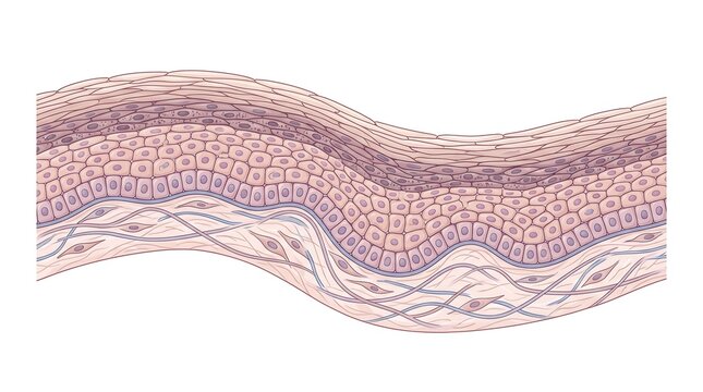 Microscopic cross section of multi layered stratified squamous epithelial tissue