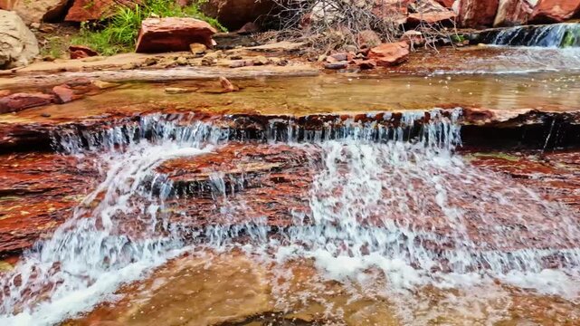 Left Fork North Creek winds through the trail leading toward the iconic Subway landmark in Zion National Park