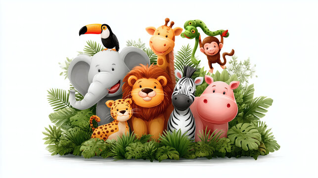 Dibujo infantil de animales de la selva