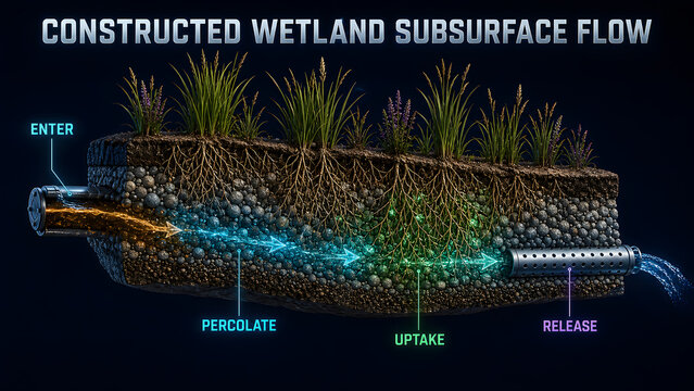 Constructed Wetland Subsurface Flow Infographic
