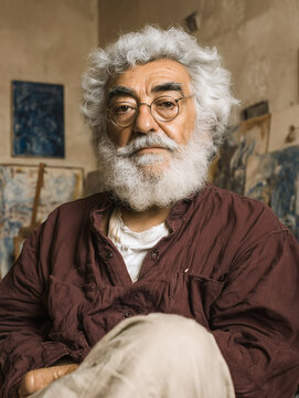 Retrato de hombre mayor con barba y gafas