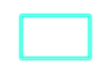 Blue rectangular neon frame, glowing light border with empty space for text. LED laser line, futuristic neon sign isolated on transparent background. Design element, PNG © mogoA