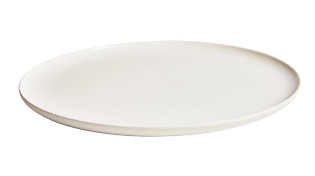 Isolated simple white oval ceramic plate for elegant dining and food presentation