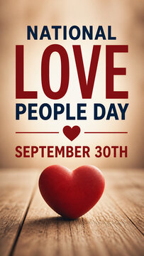 National Love People Day September 30th Greeting Card with Red Heart