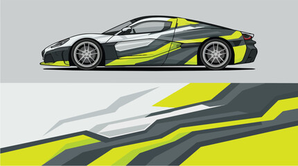 Fototapeta premium Sport Car Racing Yellow Black Design