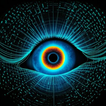 Futuristic artificial intelligence concept, cyber security, and glowing digital technology background