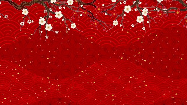 Elegant Red Plum Blossom Pattern 4K
