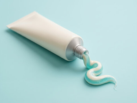 Squeezing toothpaste from tube for daily dental care