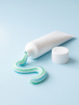 Toothpaste squeezed from tube for oral hygiene