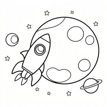 Cute Rocket Space Coloring Page