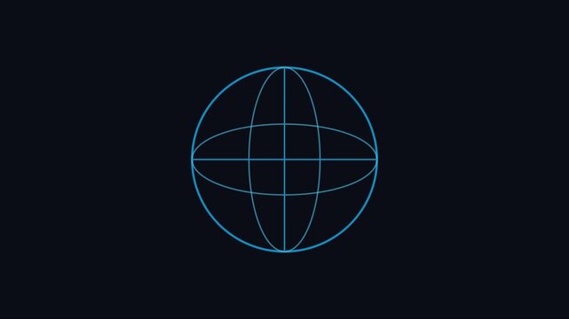 Minimalist digital globe animation: rotating wireframe earth sphere for technology and global communication concepts 4k