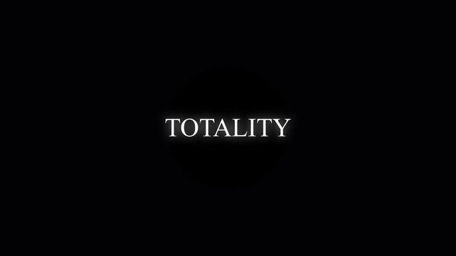 Totality solar eclipse concept: minimalist cinematic text animation on 4k black background, for astronomy and, space science presentations