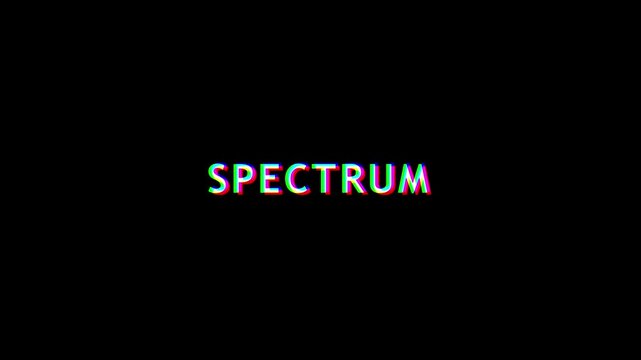 Spectrum glitch text effect with chromatic aberration and digital distortion animation 4k