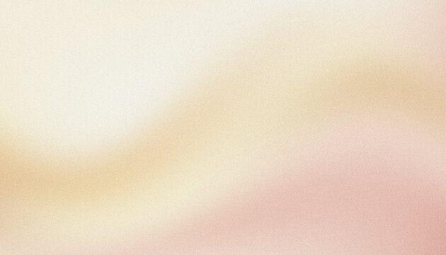 Minimalist abstract panoramic pastel background with soft cream, champagne, sandy beige and dusty pink glowing light waves, ultra smooth gradient transitions with grainy texture