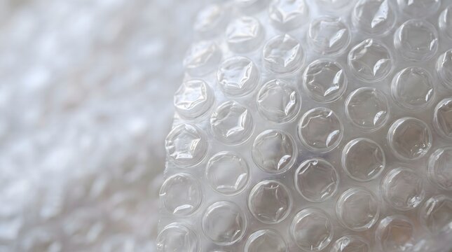 Transparent bubble wrap protecting fragile items during shipping