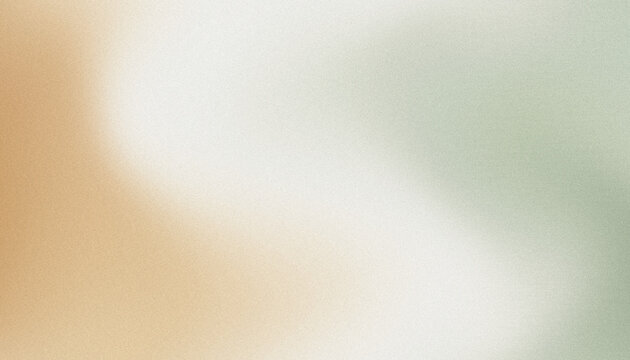 Minimalist abstract panoramic pastel background with soft golden beige, luminous cream and sage green glowing diagonal gradient transitions with grainy texture