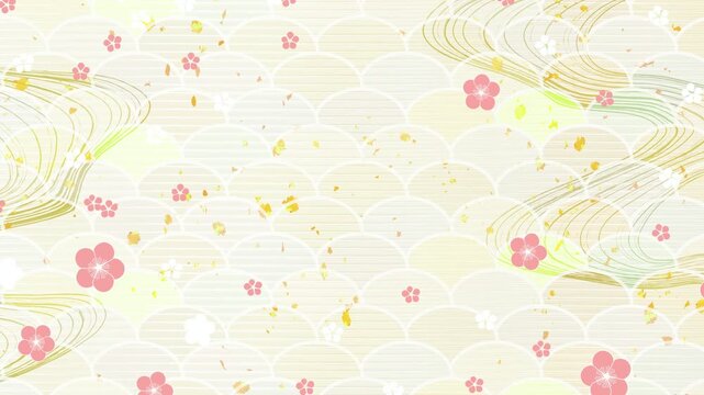 Traditional Japanese Patterns with Plum Blossoms 4K