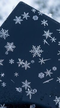 Winter Snow Crystal Snowflake Abstract Dark Blue Background Greeting
