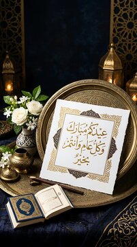 Arabic Calligraphy Gold Dark Background Islamic Greeting Premium Multi-Use