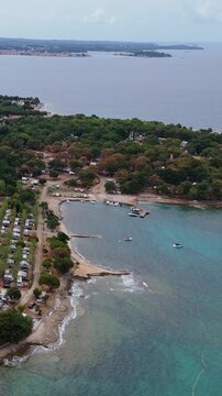 FKK Camping Ulika Near Poreč With Campervans Aerial Drone View During A Sunny Summer Day On The Beautiful Adriatic Coast In Istria Croatia