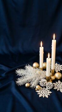 Christmas Luxury Minimal Gold White Navy Background Elegant Greeting