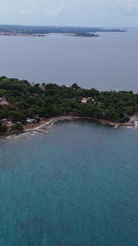 FKK Camping Ulika Near Poreč With Campervans Aerial Drone View During A Sunny Summer Day On The Beautiful Adriatic Coast In Istria Croatia