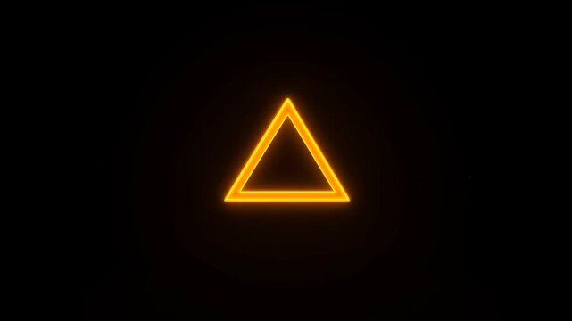 Glowing Neon Triangle Centered on Black Background with Bright Geometric Light