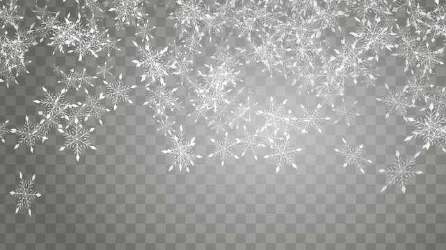 Falling Snowflakes Over Transparent Overlay 4K