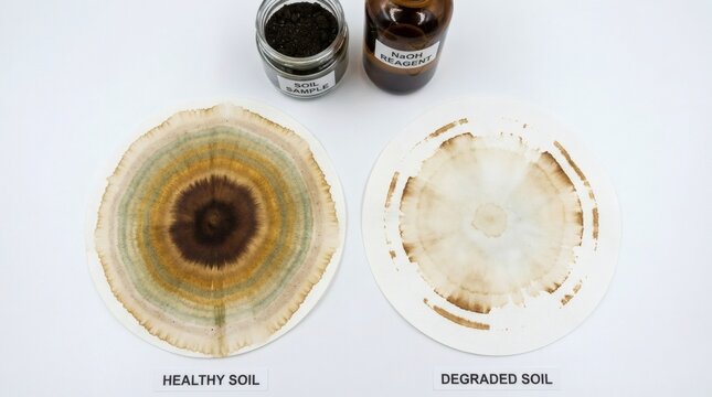 Comparison of healthy and degraded soil samples using chromatography test