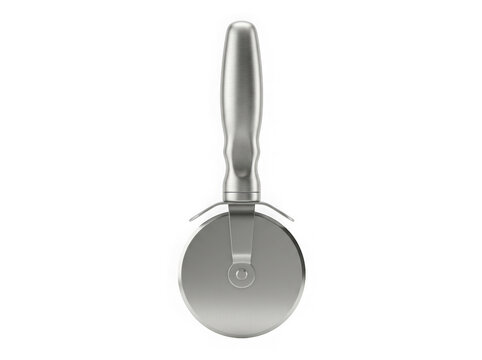 stainless steel pizza cutter wheel slicer isolated on transparent background