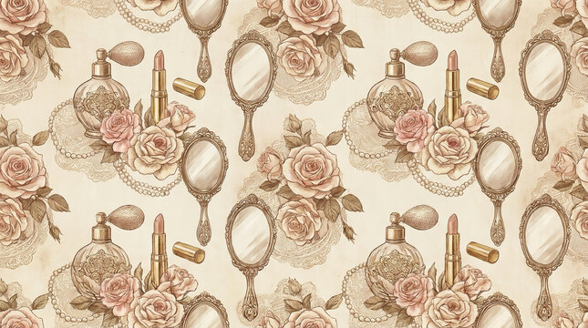 seamless pattern with flowers mirror

