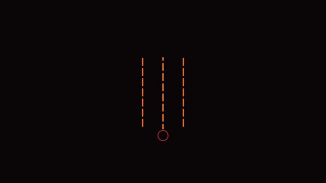 Minimalist loading animation with pulsing circle and vertical dashed lines on 4k black background progress