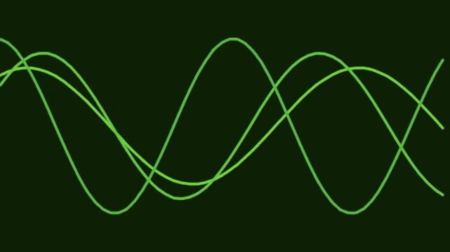 Abstract Waveforms Shaping Coordinated Green Lines in Dark Studio